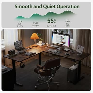 Agilestic L Shaped Standing Desk 63 x 55 inch Adjustable Height, Electric Corner Standing Desk, Sit Stand Computer Table with Splice Board, Rustic Brown - Image 8