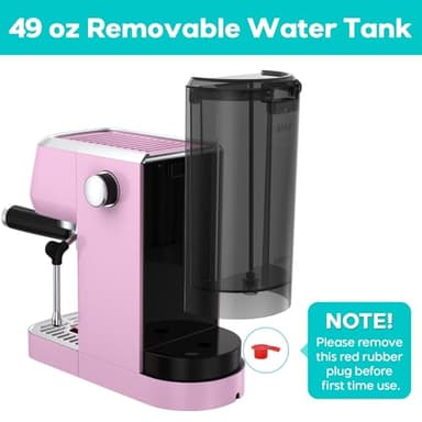 CASABREWS 3700 Essential Espresso Machine 20 Bar, Stainless Steel Coffee Machine with Steam Frother for Home, Compact Espresso Maker with 49oz Water Tank, Pastel Pink - Image 5