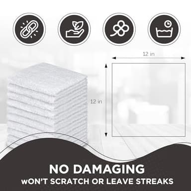 DecorRack 10 Pack 100% Cotton Wash Cloth, Luxurious Soft, 12 x 12 inch Ultra Absorbent, Machine Washable Premium Quality Washcloths, White (10 Pack) - Image 7