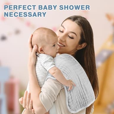 MUKIN Baby Muslin Burp Cloth Set of 6, Ultra Soft Absorbent Thick Cotton Burping Cloths for Unisex Newborn Babies, 20'' by 10'' Neutral Milk Spit Up Rags Boys Girls - Baby Must Haves. (Gradient Grey) - Image 7