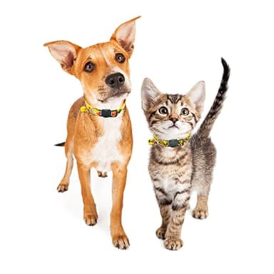 Breakaway Cat Collar with Bell, Soft Nylon Kitten Collar for Kitty Puppy Small Dog Necklace Pet Collar Adjustable Length 7 1/2-12 1/2 in (2 Pack) (Yellow) - Image 4