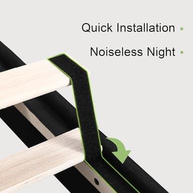 Feonase Queen Size Bed Frame with Charging Station, Linen Upholstered Platform Bed Frame with Wingback Storage Headboard, Solid Wood Slats Support, No Box Spring Needed, Noise Free, Black - Image 8