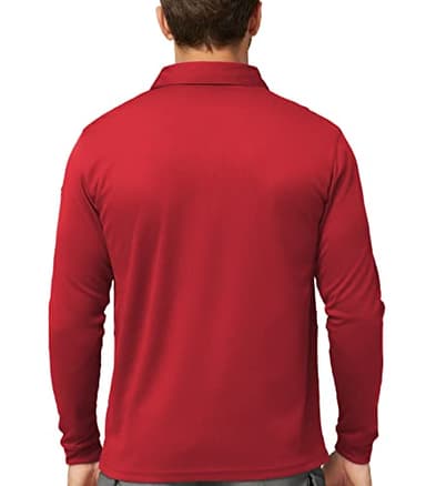 MIER Men's Outdoor Performance Tactical Polo Shirts Long and Short Sleeve, Moisture-Wicking, Red, Large - Image 5