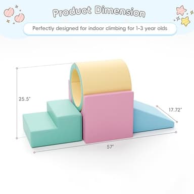 TOLEAD Tunnel/Ramps Foam Climber, Climb & Crawl Foam Activity Play Set for Toddlers and Kids, Safe Indoor Crawling Gym Equipment for,Infant,Baby Waterproof Easy to Clean (Pink) - Image 4