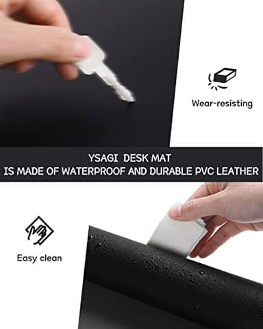 YSAGi Leather Desk Protector, Office Mat, Large Mouse Mat, Non-Slip PU Leather Blotter, Laptop Desk Pad, Waterproof Writing Pad for Office and Home (Black, 47.2" x 23.6") - Image 5