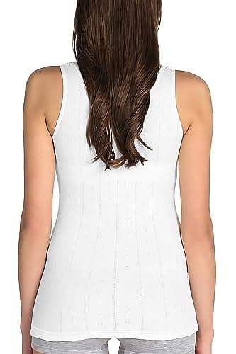 VAVONNE Camisole for Women, All Cotton, Airy Soft Comfy Tank Tops Cami Undershirt (Wide Strap/White, Large) - Image 3