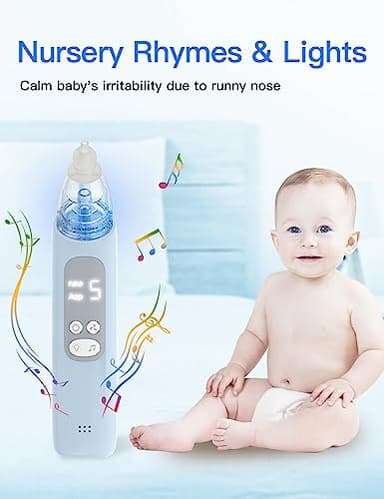 X-Bosak Baby Nasal Aspirator, Electric Nose Sucker with 5 Levels Suction, Soothing Light & Nursery Rhymes - Image 6
