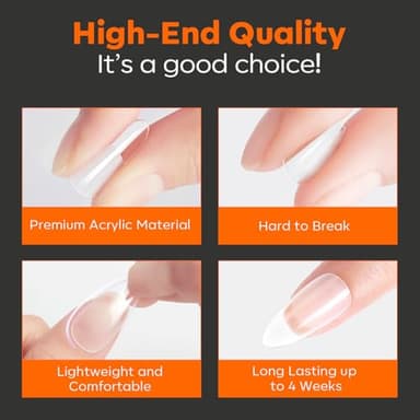 modelones Extra Short Almond Nail Tips, Pre-shaped Tips x Gel Soft Fake Nails False Acrylic Clear Full Cover Press on Extension Kit x Gel Manicure DIY at Home 216PCS 12Sizes - Image 8