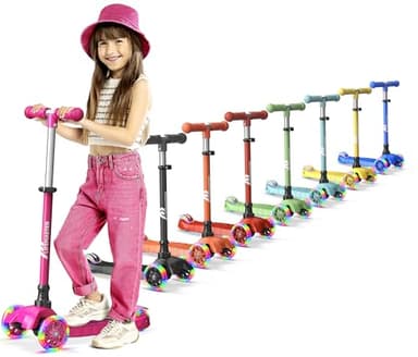 Lifemaster Kids Scooter – Children and Toddler 3 Wheel Kick Scooter – LED Wheel Lights Illuminate When Rolling– Adjustable Handlebar – Indoor and Outdoor Pink - Image 1