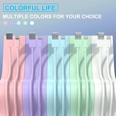 iGENJUN 5Pack iPhone Charger [MFi Certified], Dual Port USB Wall Charger Block Adapter with 6FT Lightning Cable Fast Charging Data Sync Cords for iPhone 14 13 12 11 Pro Max XR XS Plus-Multicolor - Image 4