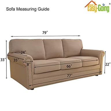 Easy-Going Stretch Sofa Slipcover 1-Piece Sofa Cover Furniture Protector Couch Soft with Elastic Bottom for Kids, Polyester Spandex Jacquard Fabric Small Checks (Sofa, Cream) - Image 5