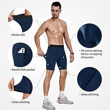 Niksa Compression Shorts Men 2/3 Pack, Compression Underwear for Men Athletic Shorts, Running Workout Fitness Shorts - Image 4