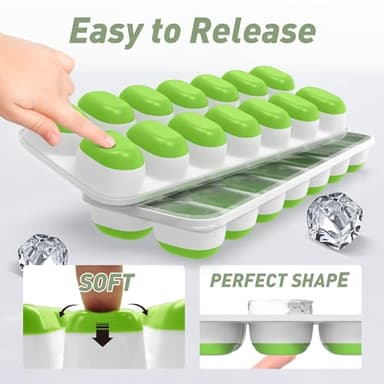 ChefAide Ice Cube Tray with Lid, 4 Packs 56 Cubes Durable Stackable Ice Cube Trays for Freezer with Removable Lids, Easy-Release Plastic & Silicone Ice Tray for Cocktail, Coffee - Image 4
