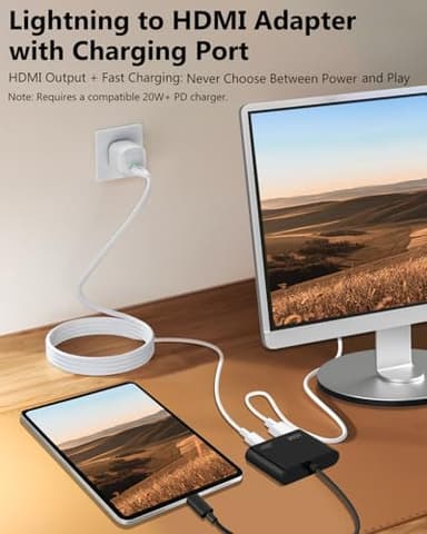 Lightning to HDMI Adapter for iPhone, [Apple MFi Certified] Digital AV Dongle,1080P Sync Screen Cable with Lightning Charging Port for iPhone, iPad to TV/Projector/Monitor No Need Power Supply - Image 5