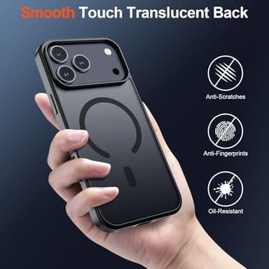 SUPFINE Magnetic for iPhone 17 Pro Max Case (Compatible with MagSafe)(Military Grade Drop Protection) Translucent Matte Shockproof with Anti-Fingerprint Phone Cover 2025,Black - Image 6
