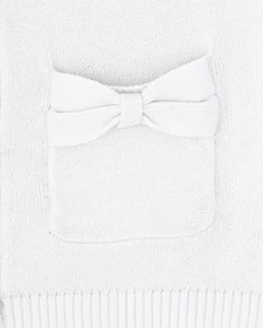 The Children's Place baby girls And Toddler Bow Pocket Cardigan Sweater, White, 4T US - Image 3
