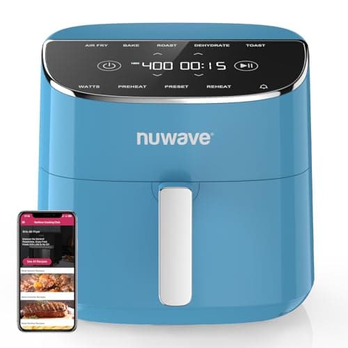 Nuwave Brio Plus Air Fryer 8 Qt, New & Improved, PFAS-FREE, 7 Digital One-Touch Cook Functions that AIR FRY, BAKE, ROAST, DEHYDRATE, TOAST, REHEAT, PREHEAT, 150 Presets, 50°F~400°F (Cozy Blue) - Image 1