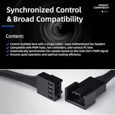 4-Pin PWM Fan Splitter Cable - PST Extension,Fan Splitter,pc Fan Splitter,pwm Fan Splitter,Daisy Chain pc Fans,Fan Splitter 4 pin,4 pin Fan Splitter(1 x 4-pin PWM Connector-88cm/34in) - Image 6