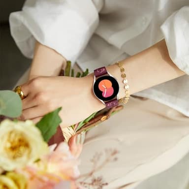 DaQin Floral Engraved Band Compatible with Samsung Watch Bands 6 5 4/Galaxy Watch 5 Pro/Watch 6 4 Classic/Active 2, 20mm Silicone Sport Replacement Strap for Galaxy Watch 7 Band Women Men, Wine Red - Image 8