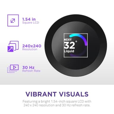 NZXT Kraken Plus 360 – AIO CPU Liquid Cooler – 360mm Radiator – 3 x F120P Fans – Customizable 1.54" Square LCD – AMD® AM5, AM4 – Intel® LGA 1851/1700, 1200/115X – Black - Image 4