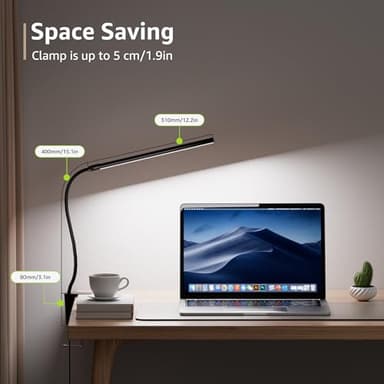 Lepro Clip on Desk Lamp LED Reading light Dimmable USB Small Clamp Lamp with 3 Color Modes 10 Brightness, Adjustable Flexible Gooseneck Table Light for Bed Headboard, Nail, Home Office,Computer(Black) - Image 4