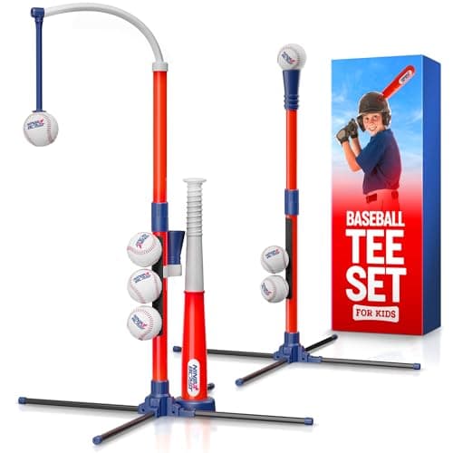 Tee Ball Set for Kids - 4 Year Old Boy Birthday Gift - Baseball Batting Tee for Kids - T Ball Set for Toddlers 3-5, 4-6 - Tball Toys for Ages 3 4 5 6 Year Old Boy - Toddler Outdoor Toys, Baseball Tee - Image 1