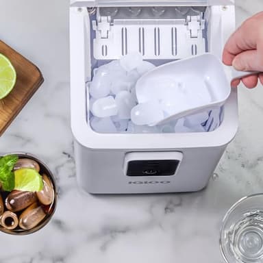 Igloo Self-Cleaning Countertop Ice Maker - Compact and Portable - Creates 26 lbs. Per Day, 8 Pieces Ready Every 7-8 Minutes - Includes Ice Scoop and Basket - White - Image 7
