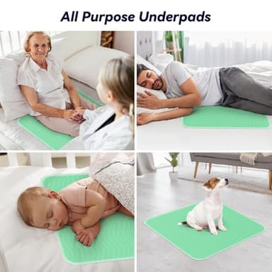 4 Pack 24” x 24” Extra Heavy Absorbency Washable Underpads, Waterproof Nursing Pads Incontinence Bed Pads, Reusable Washable Pee Pads for Dogs, Diaper Changing & Adults, Washable Puppy Pads - Image 7