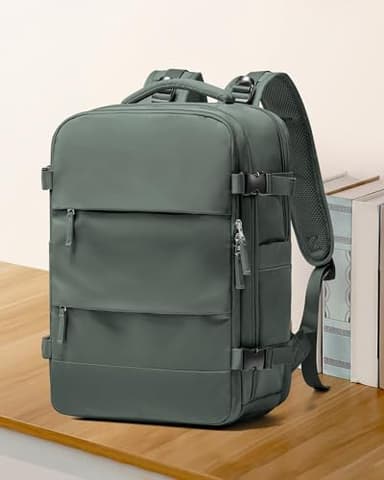 coowoz Travel Backpack For Women Men,Carry On Backpack,Hiking Backpack Waterproof Outdoor Sports Rucksack Casual Daypack Travel Essentials(Olive Green) - Image 2