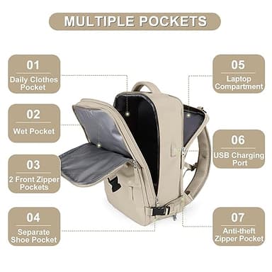 Large Travel Backpack For Women Men Airline Approved Carry On Backpack Flight Approved Waterproof Sports Luggage Backpack Casual Daypack Hiking Backpack - Image 3