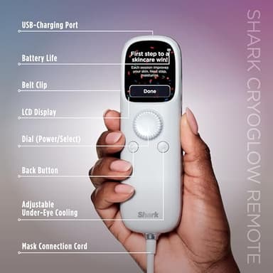 Shark CryoGlow LED Face Mask (FSA/HSA Eligible*) with Under-Eye Cooling, Anti-Ageing & Blemish Repair, Red & Blue LED, Infrared Light Therapy, USB-C, Remote Control, Storage Bag, Blue Frost, FW312 - Image 11