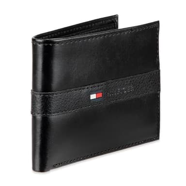 Tommy Hilfiger Men's Leather Wallet – Slim Bifold with 6 Credit Card Pockets and Removable ID Window, Casual Black Ranger, One Size - Image 2