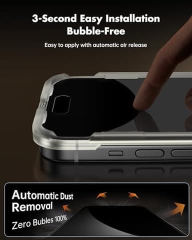 UNBREAKcable Privacy Screen Protector for iPhone 15 Plus, Anti-Spy Shatterproof Tempered Glass [True 28°Anti Spy] [9H Hardness] [Easy Installation Frame] Black Protector for iPhone 6.7" - 2 Pack - Image 6