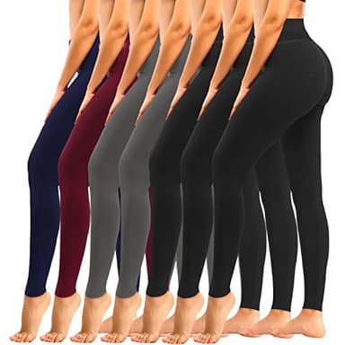 yeuG 7 Pack High Waisted Leggings for Women Tummy Control Soft Workout Yoga Pants Full Length & Capri(Black X 3,Dark Grey X 2,Wine Red,Navy,XX-Large-3X-Large) - Image 1