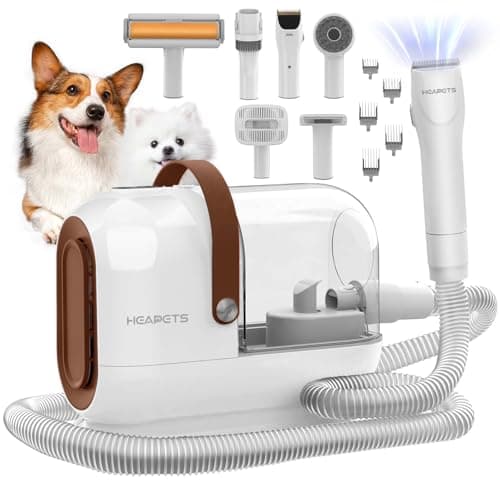Dog Grooming Vacuum Kit - 3L Vacuum with 7 Tools, Low Noise Electric Clipper and Brush for Pet Shedding at Home, White - Image 1