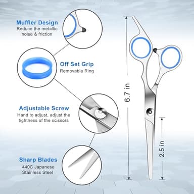 Sirabe 11 PCS Hair Cutting Thinning Scissors Set, Sapphire Professional Haircut Scissors Kit Stainless Steel Barber Texturizing Shears Tools for Salon Hairdressing Home - Image 2
