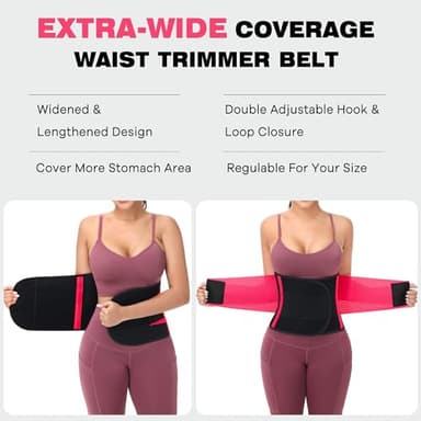 VENUZOR Waist Trainer Belt for Women - Waist Cincher Trimmer - Slimming Body Shaper Belt - Sport Girdle Belt (UP Graded)(Hot Pink,Small) - Image 5