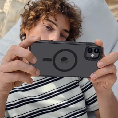 Anuck Case for iPhone 11 Case Magnetic Phone Case Compatible with MagSafe, Soft TPU Bumper Hard Translucent Matte Back Slim Fit Shockproof Protective Cover for Men Women Girls - Black - Image 6