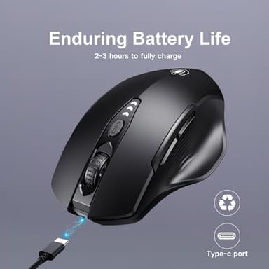 Uineer Wireless Bluetooth Mouse,[Upgraded] Rechargeable (BT 5.0/4.0+2.4G Hz),Computer Mouse with Visible Battery Level, 4 Adjustable DPI, Portable PC Mouse for MacBook Chromebook,Black - Image 5