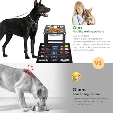 ADENGL Metal Elevated Dog Bowl for Large 𝐋𝐚𝐫𝐠𝐞 Raised Bowl Stand with Sprill Proof Mat and 2000ML Pet Bowls, Food & Water Bowls 16" Tall Dog Feeder for Large Breed - Image 2
