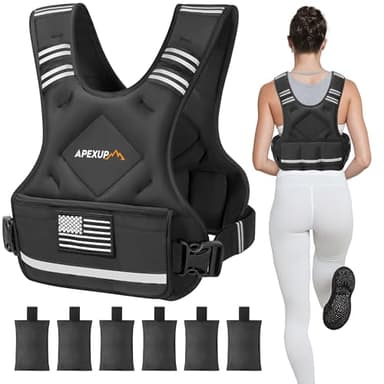 APEXUP Adjustable Weighted Vest, 4-10lb/12-18lb/20-32lb Vest with 6 Ironsand Weights and Large Pocket, Weight Vest for Men Women Strength Training, Running, Walking (20-32lb, Black) - Image 1