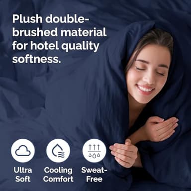 Duvet Cover Twin/Twin XL Size Set - Extra Soft Twin/Twin XL Size Duvet Cover 68 x 90 with 1 Pillow Shams - Hotel Luxury and Fade Free with Zipper Closures & Ties - Breathable Bedding Set (Navy Blue) - Image 3