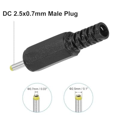 RUITEXUN DC 2.5x0.7mm Male Plug Connector, DC 2.5mm x 0.7mm Male Power Supply Solder Type DIY DC Barrel Connector Adapter - Image 2