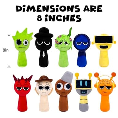 Sprunki Plush Toys, Horror Games Plushies Toy for Fans, Soft Stuffed Animal Pillow Figure Doll Christmas Birthday Gifts for Adult Kids (10 Pcs) - Image 2