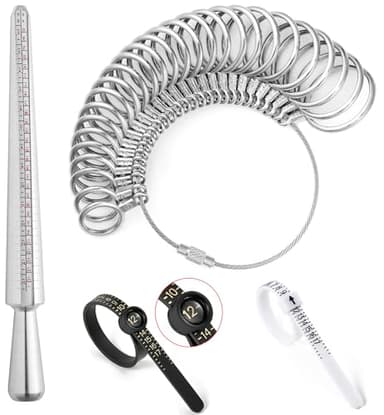 Hudinsun 4 PCS Ring Sizer Measuring Tool Kit, Ring Mandrel Measurer, 2 PCS Finger Size Tape 1-17 USA Rings Size, 27 PCS Stainless Steel Measuring Ring Tool, US Ring Size 0-13 with Half Size - Image 1