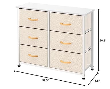 AZL1 Life Concept 6 Drawers Fabric Dresser, Tower Dresser for Bedroom, Hallway, Nursery, Entryway, Closets, Sturdy Metal Frame, Wood Tabletop, Easy Pull Handle, Ivory - Image 8