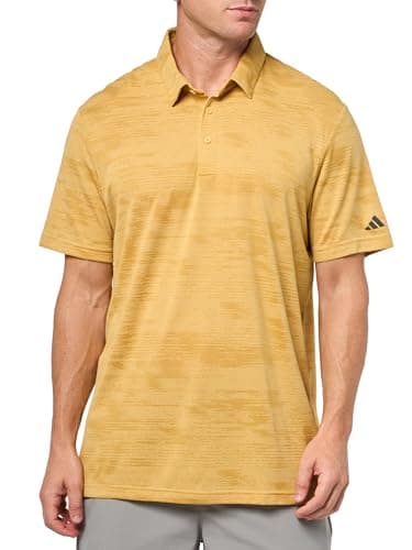 adidas Men's Ultimate365 Textured Stripe Polo Shirt, Oat/Golden Beige - Image 1