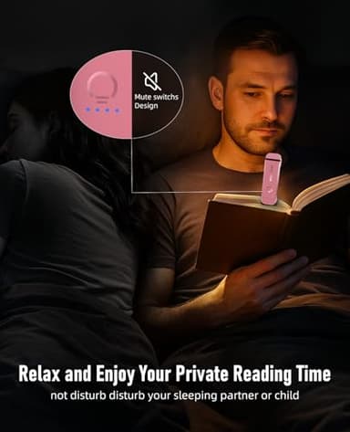 HIONXMGA Book Reading Light,Silent Touch Lamp for in Bed,Rechargeable Clip on Booklight with 3 Amber Colors & Precise Dimming Night Reading,Best Gift Lovers,Kids,Pink,(SD-10) - Image 8