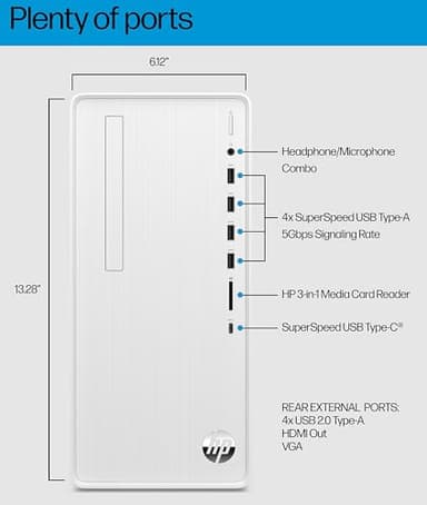 HP Pavilion Tower Desktop Computer, Intel 8-Core i7-10700F up to 4.8GHz, 32GB DDR4 RAM, 1TB PCIe SSD, GeForce GT 610 2GB, WiFi 6, Bluetooth, RJ-45, Type-C, KB & Mouse, White, Windows 11 Pro, Tichang - Image 3