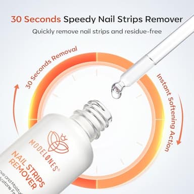 Modelones 50ML Semi-Cured Gel Nail Strip Remover | Nail Glue Remover Easy Peel Gel Strips, Press on Nails and Nail Polish | Gentle, Non-Drying, Nourishing and Hypoallergenic Acetone-Free Formula - Image 3